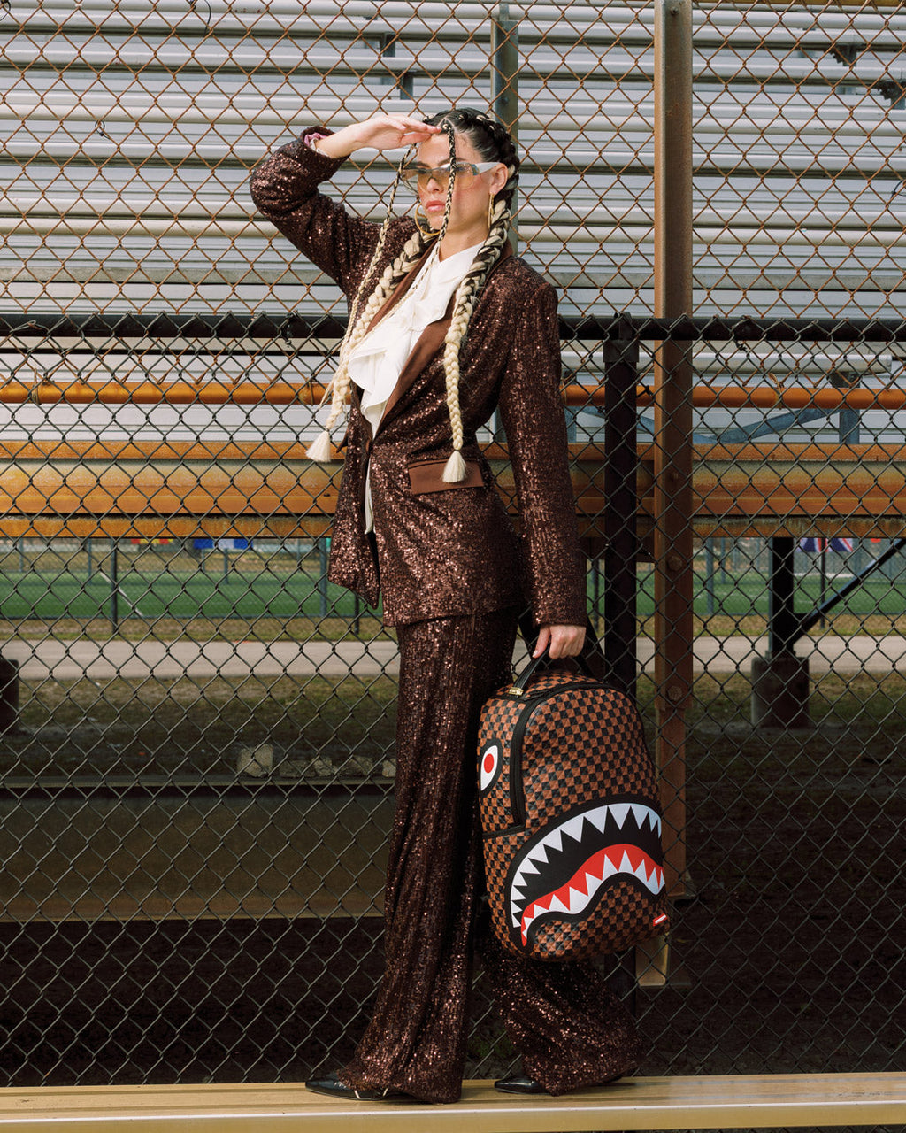 Sprayground Crown Jewel Sharks In Paris Backpack back view