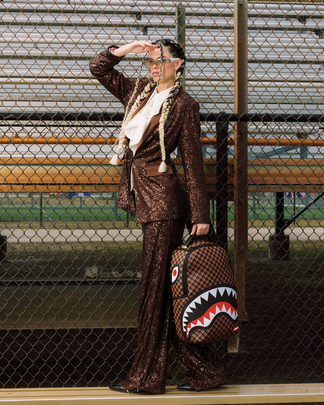 Sprayground Crown Jewel Sharks In Paris Backpack back view