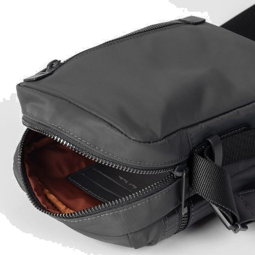 Paul Smith Slate Grey Shadow Stripe Flight Bag interior view