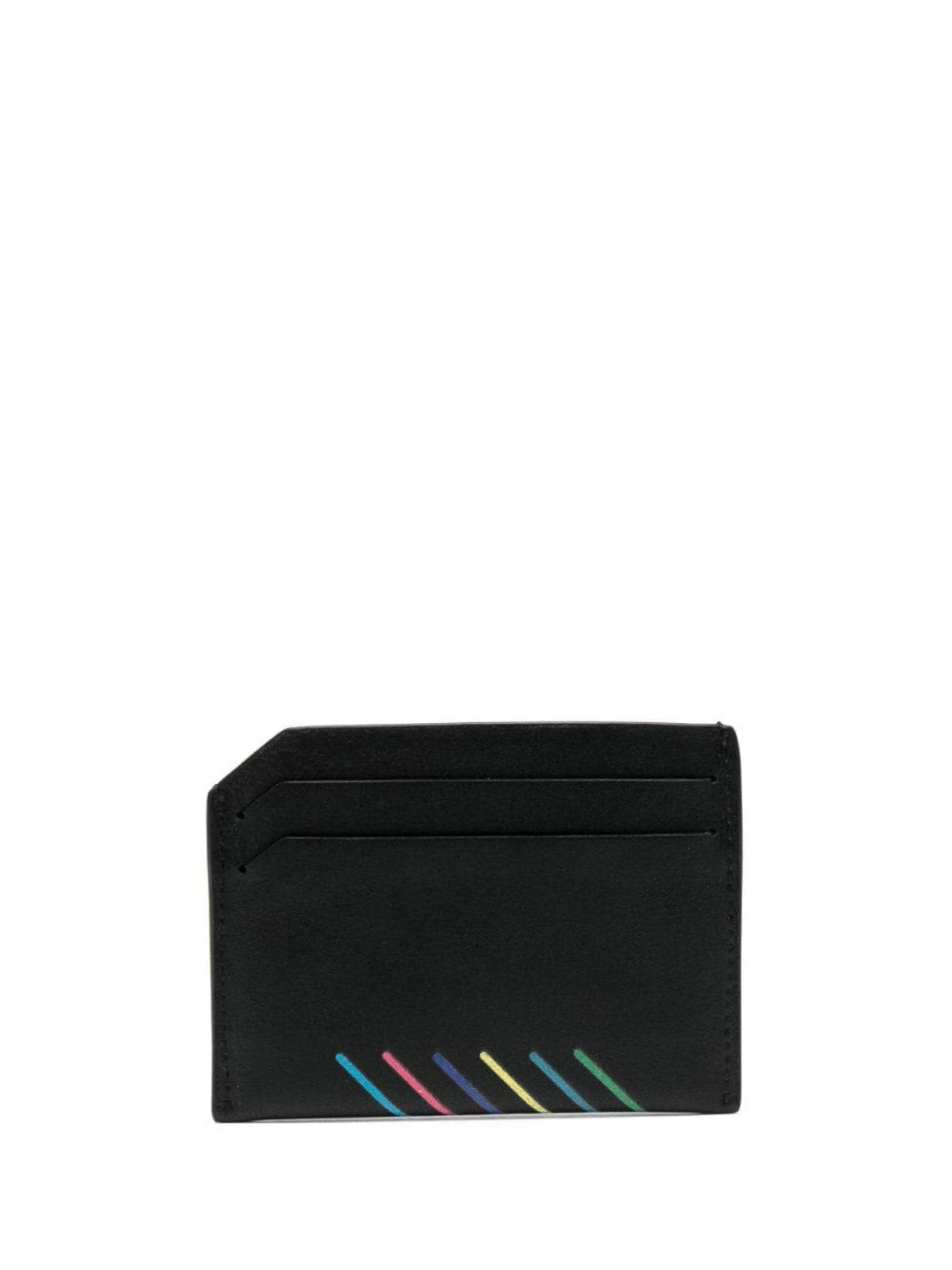 PS Paul Smith Signature Stripe Leather Card Holder angled view