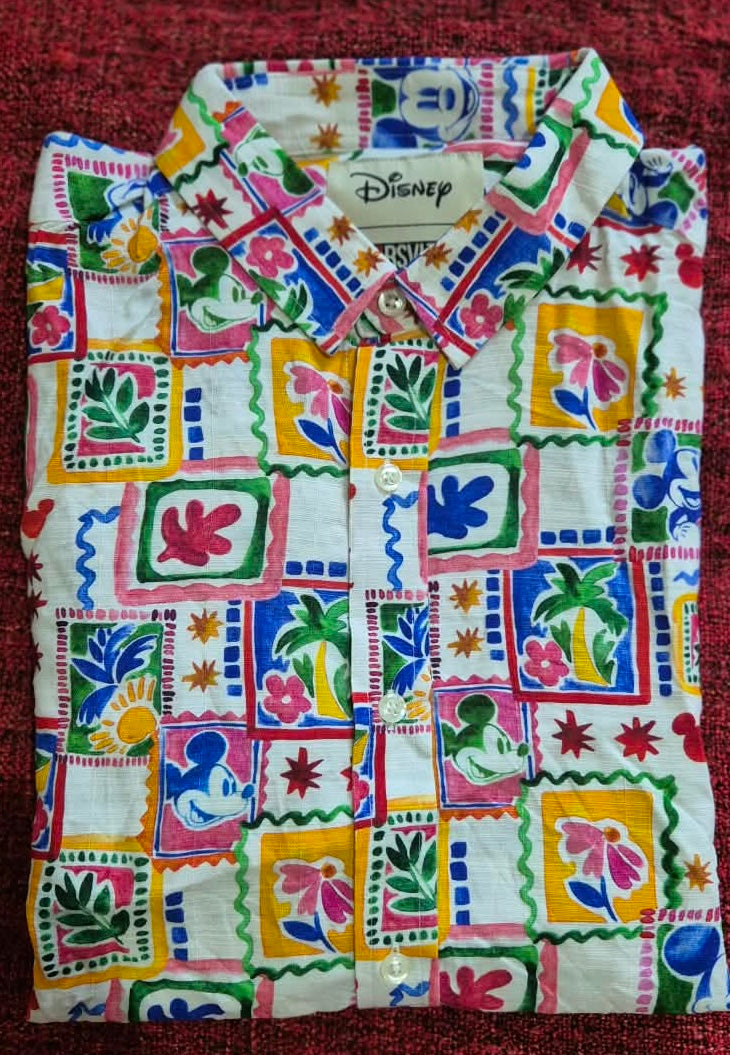 RSVLTS Disney Mickey Mouse Tropical Watercolor Bamboo Shirt Medium