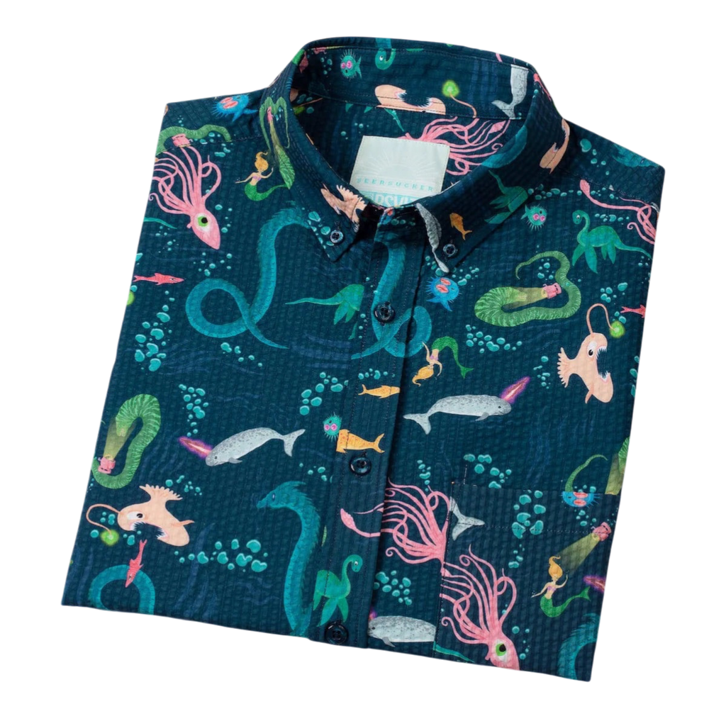 Rsvlts Seersucker The Deep Ocean Creatures Short Sleeved Shirt