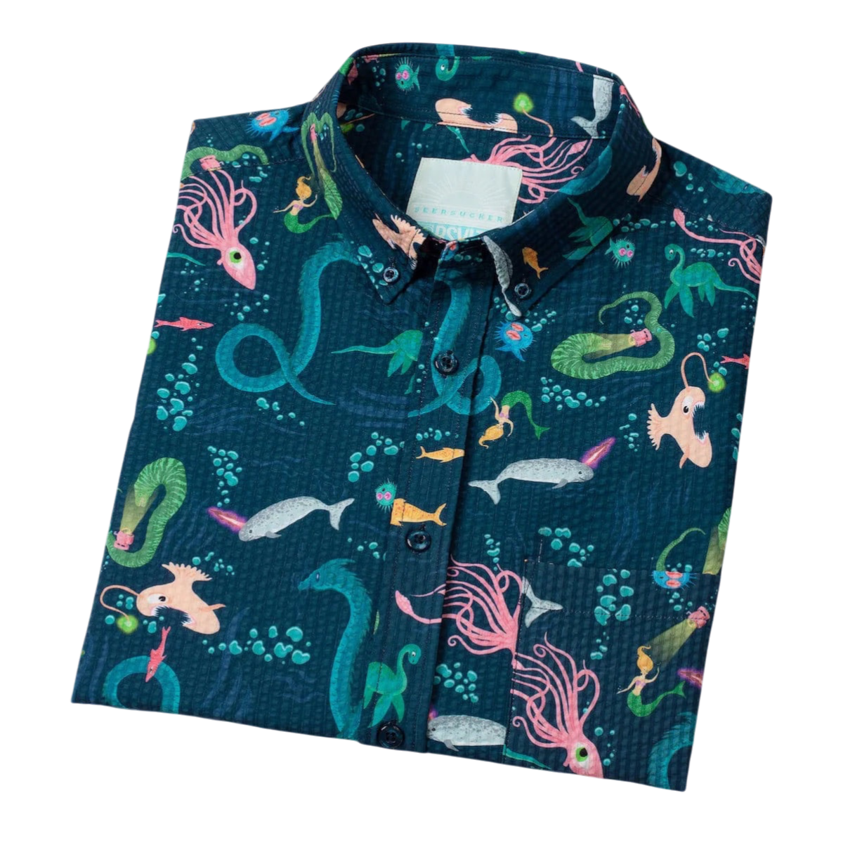 Rsvlts Seersucker The Deep Ocean Creatures Short Sleeved Shirt