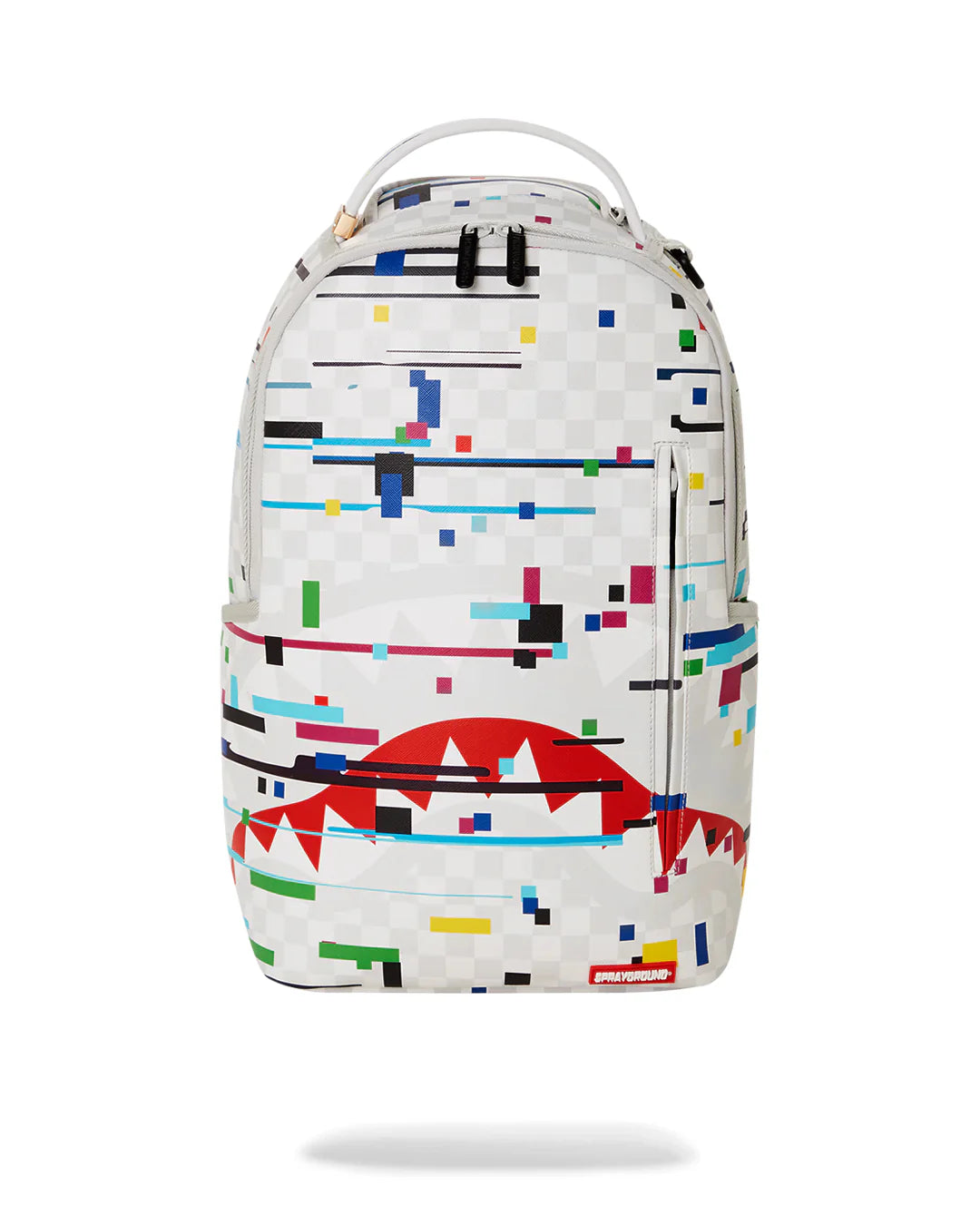 Sprayground Glitch White Check Backpack front view