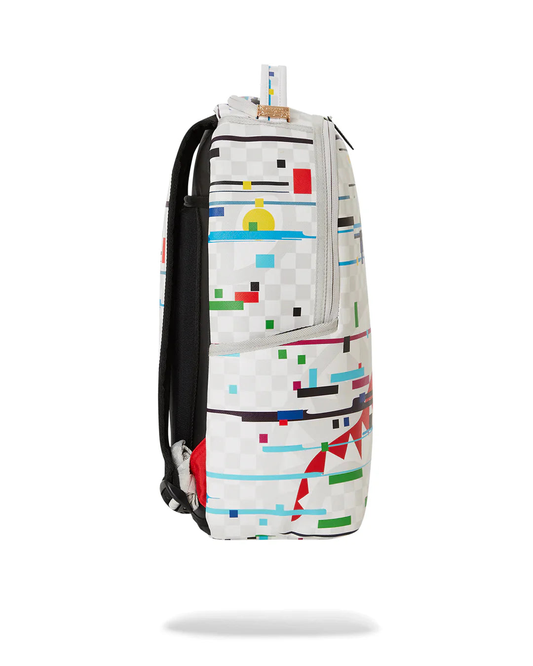 Sprayground Glitch White Check Backpack detail view